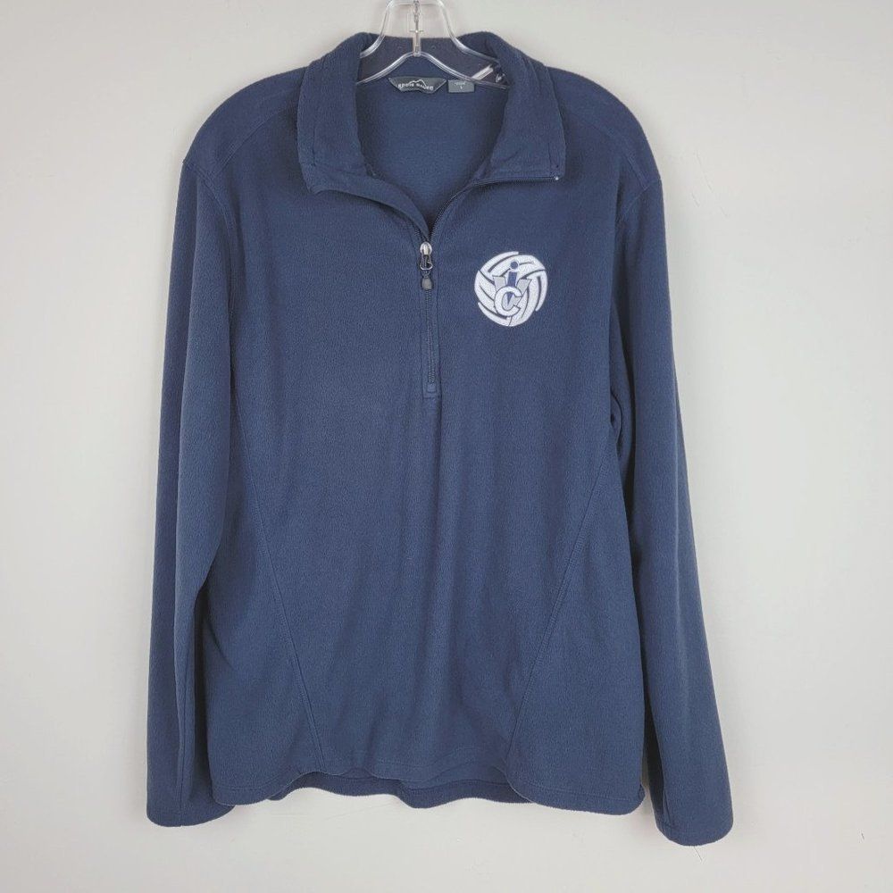 Eddie Bauer Navy Blue Zip Up Long Sleeves Lightweight Fleece Jacket Size L